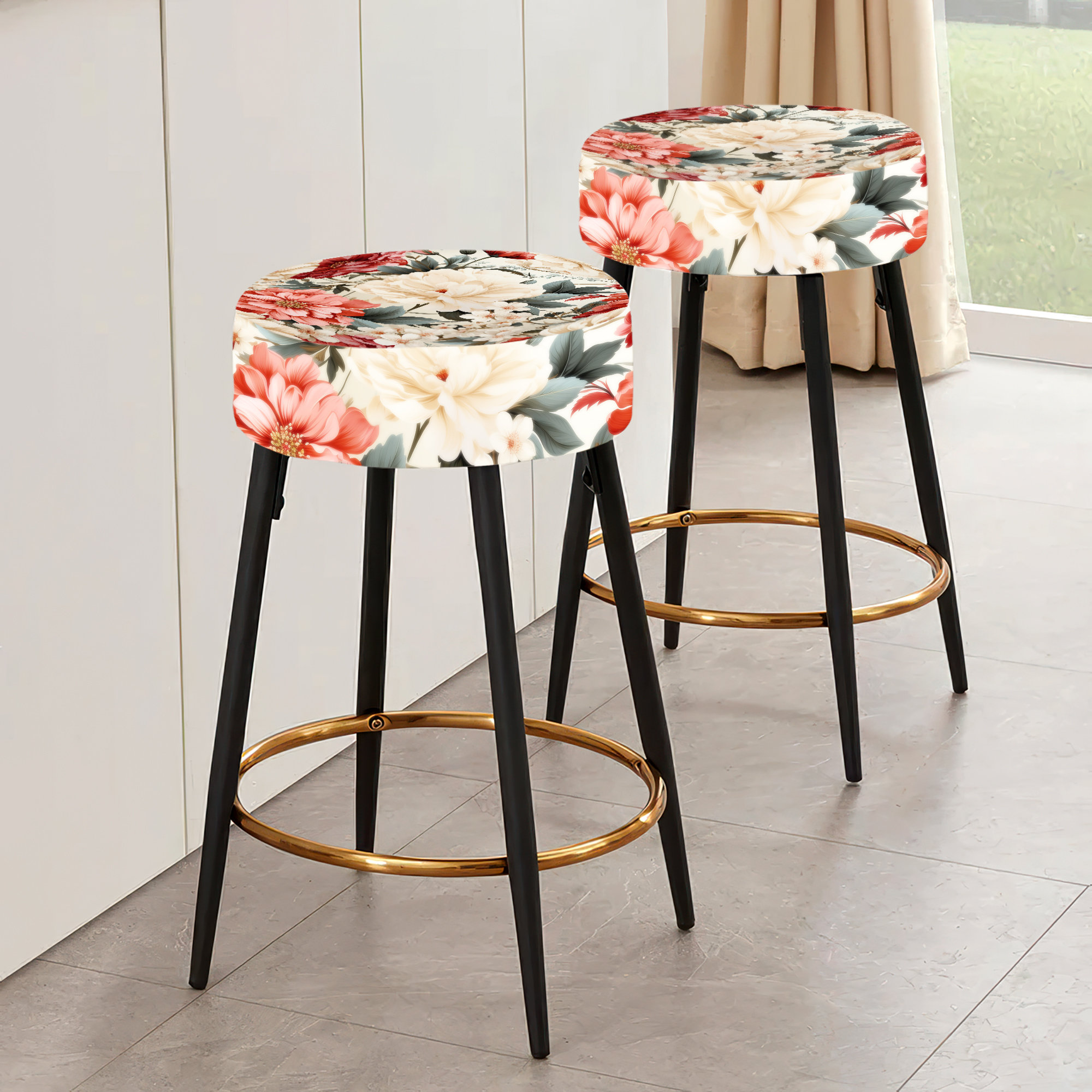 Design Art White Coral Rustic Whispers Cottage Bar Stools Set Of 2 Wayfair